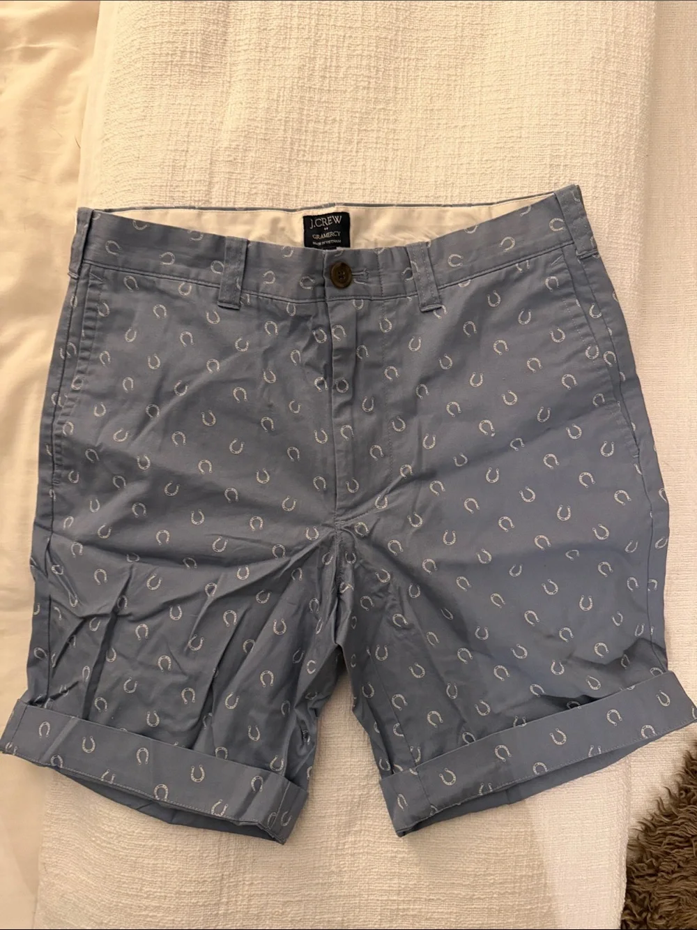 J. Crew Men’s Light Blue Printed Cotton Chino Shorts